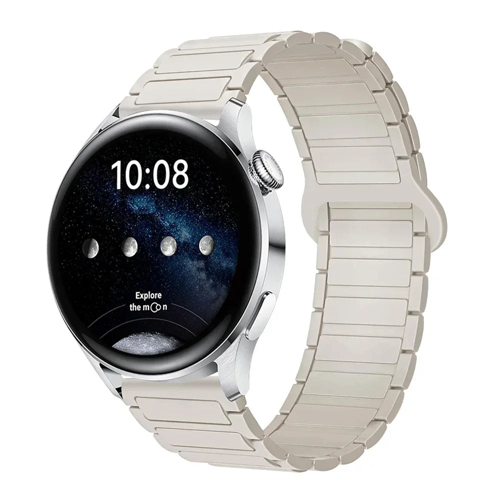 18mm 20mm 22mm Magnetic Loop Band for Samsung Galaxy Watch 7/6/5 Pro/4/Classic Silicone Link Bracelet Huawei GT 2-2e 3-4 Strap