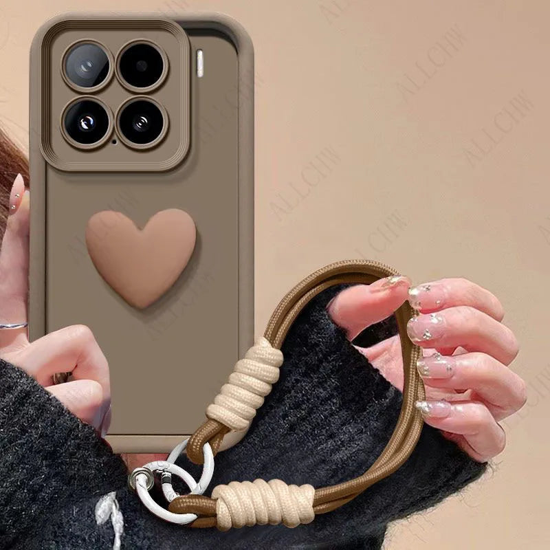 For Xiaomi 15T Pro Case For Xiaomi 15T  Phone case For Xiaomi 15TPro 3D Love Heart Hand Strap Back Cover For Xiaomi 15 T