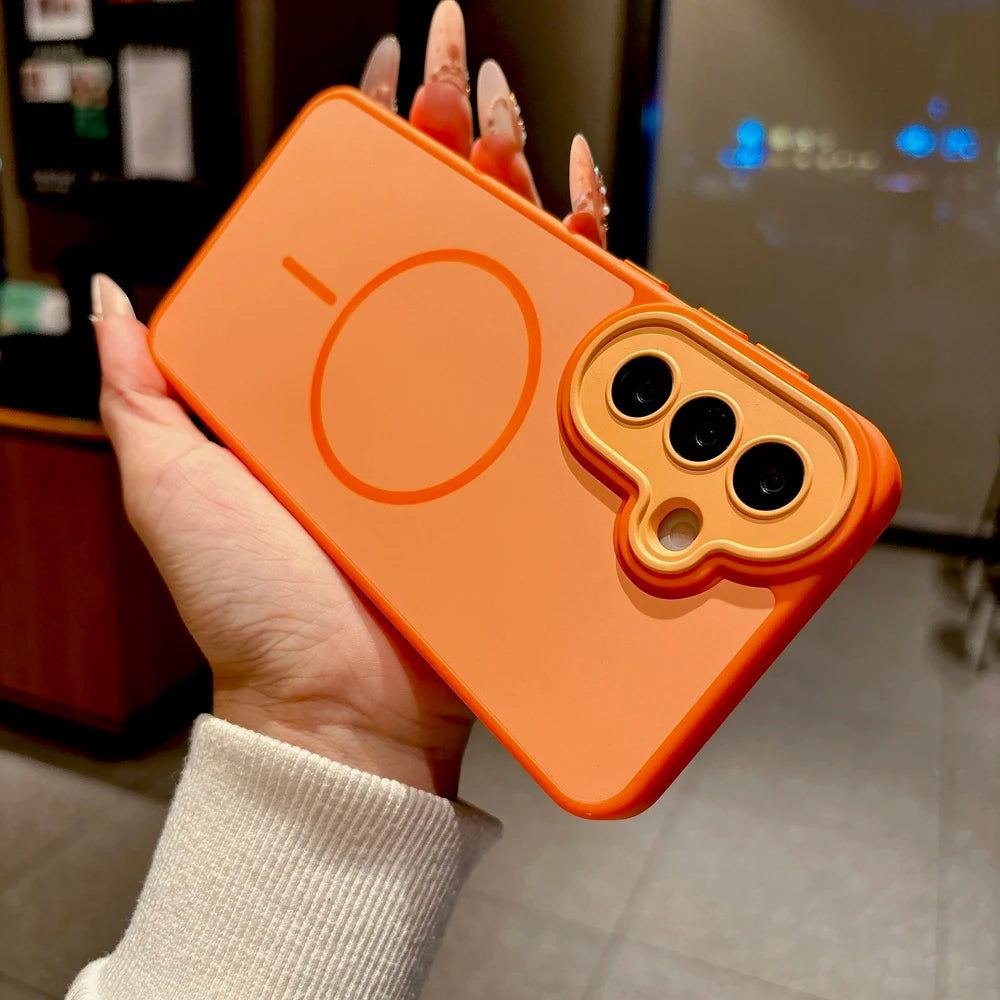 Luxury Matte PC Case For Samsung Galaxy A57 A37 A17 A18 A56 A36 A26 A16 5G 4G S26 S25 S24 S23 Plus A 57 For Magsafe Charge Cover