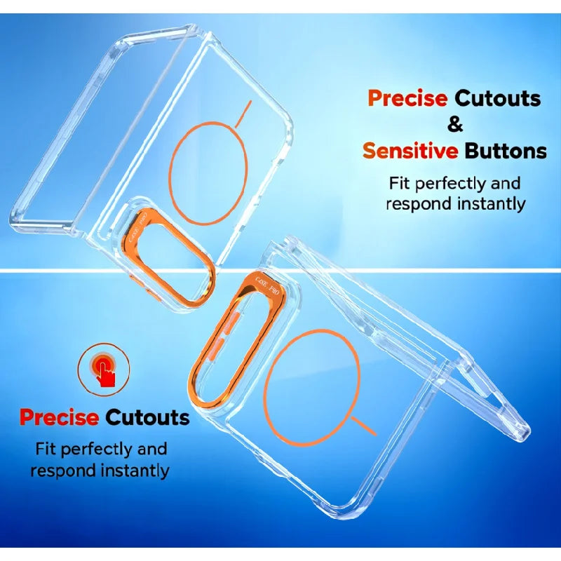 Luxurious Original Skin Clear Lens Holder Magnetic Phone Case For IPhone Duo For Magsafe All-round Anti Drop Protective Cover