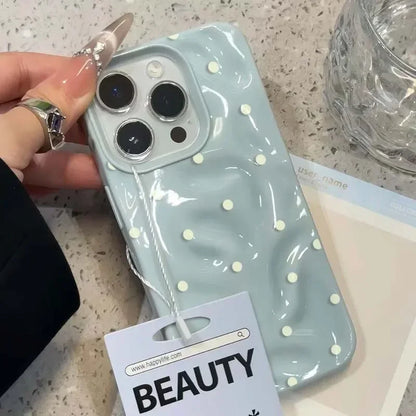 Simple Solid Color Polka Dot Phone Case For iPhone 17 16 15 14 13 12 11 Pro Max Plus 17Air Shockproof Anti-fall Protective Cover