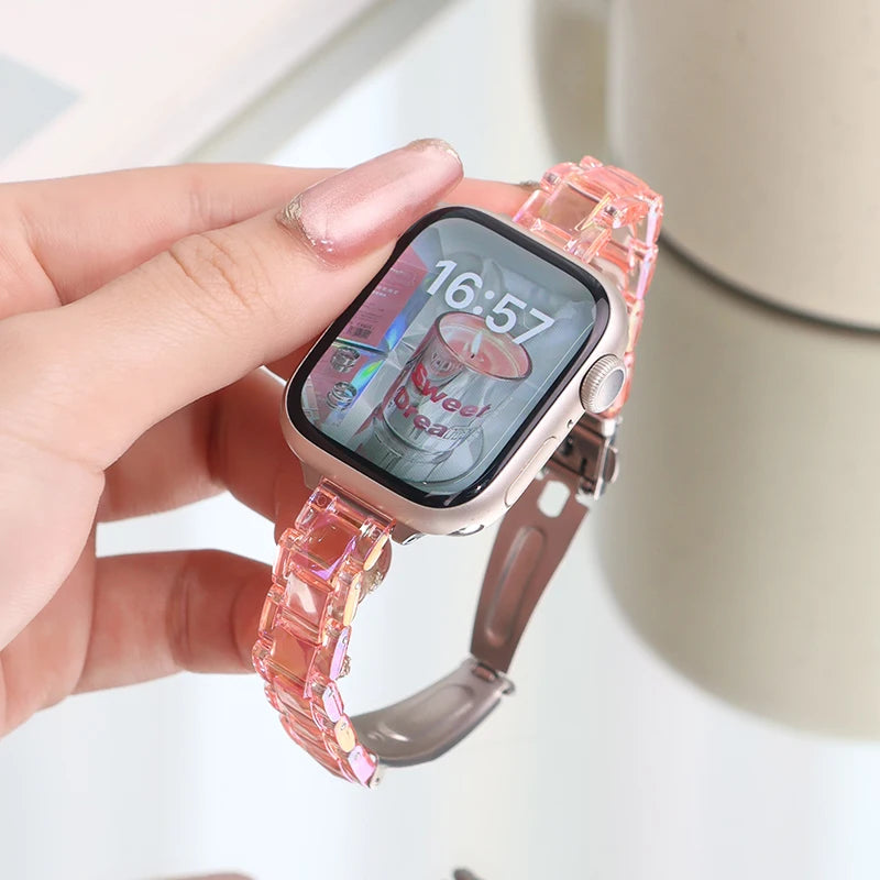New Laser Transparent Strap for Apple Watch Band 44mm 40 41 45 38 49 46 42mm Correa Bracelet iWatch Series 12 11 10 9 8 7 6 5 4
