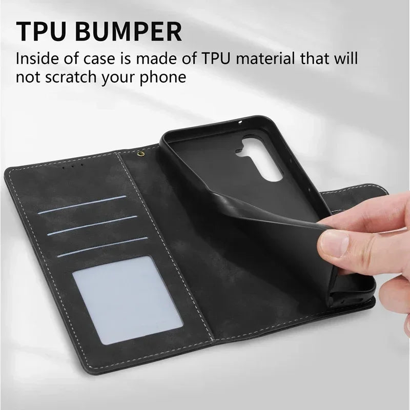 Wallet With Card Slot Support Magnetic Flip Leather Case For Samsung Galaxy S26 Ultra S25 Edge S24 Plus S23 S22 S21 S20 FE Cover