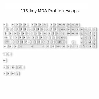 115 Keys Grey Fog Transparent Clear Keycaps Crystal PC Keycap RGB Shine Through Key Cap MDA Profile for MX Switch Keyboard