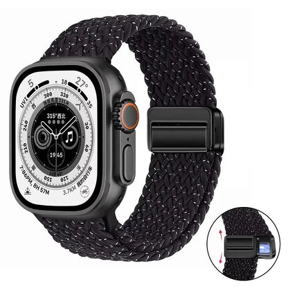 Nylon Braided Loop Band For Apple Watch Ultra 3 2 49mm 11 10 46mm 42mm 9 8 7 45/41mm Magnetic Strap iWatch 6 5 SE 44/40mm Correa