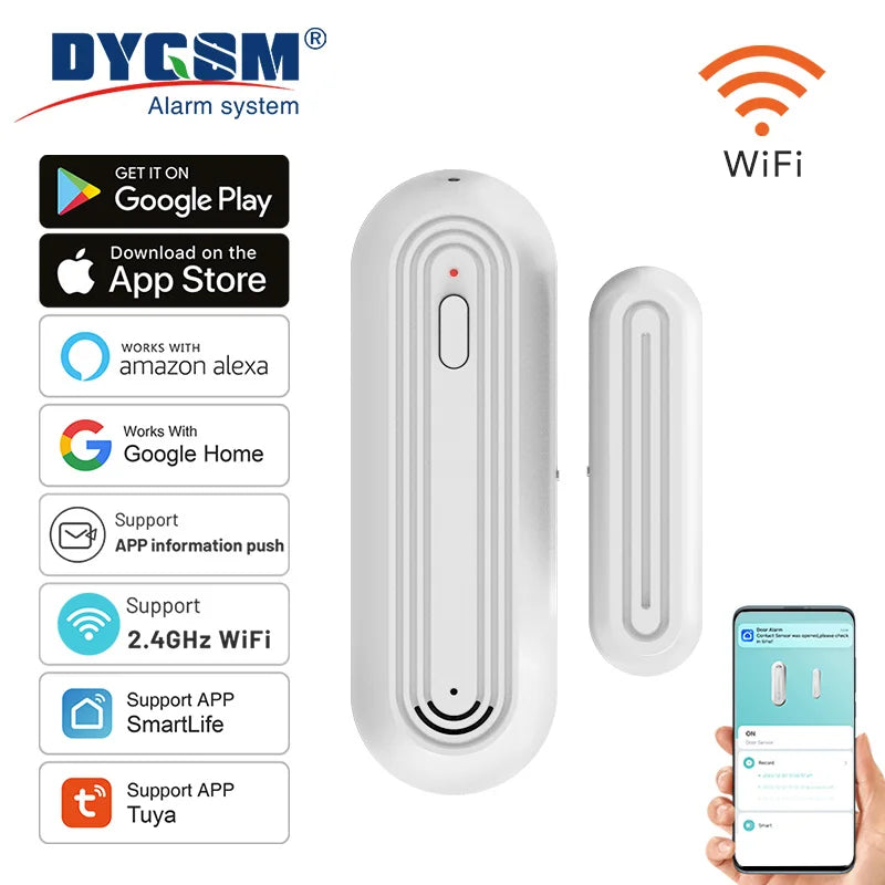 Tuya Smart WiFi Door Window Alarm Sensor Smart Home Open Closed Detectors Wifi Home Alarm Compatible With Alexa Google Home