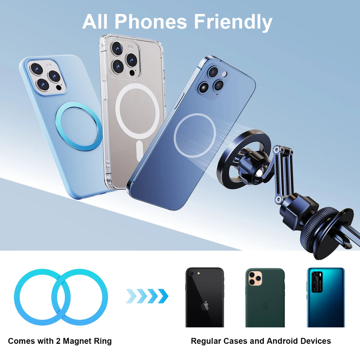 Oatsbasf Magnetic Car Phone Mount Air Vent Cell Phone Holder for Car Phone Stand for iPhone 16 15 14 13 12 Pro Max & All Phones
