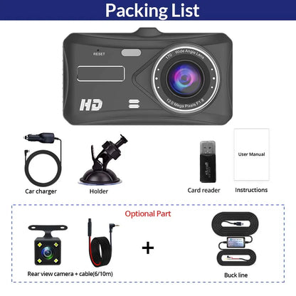 E-ACE 1080P Car DVR B12 Dash Cam Touch Sensitive Dash Camera WDR G Sensor Night Vision Optional Rear Lens Hidden Dashcam