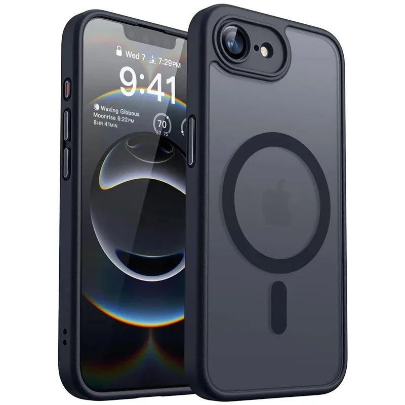 Luxury Magnetic Matte Clear Case For iPhone 16E 17E For Magsafe Shockproof Cover For iphone 17 16 15 14 13 Pro Max Plus Coque