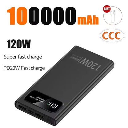 Lenovo CCC 500000mAh 120W Power Bank For Xiaomi Large Capacity Super Fast Charging Battery Digital Display Power Bank For iPhone