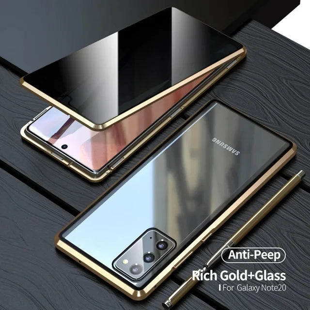 360 Full Cover Magnetic Metal Flip Case For Samsung Galaxy Note 20 Ultra Note20 Cases Tempered Glass Note 20 Privacy Fundas Euti