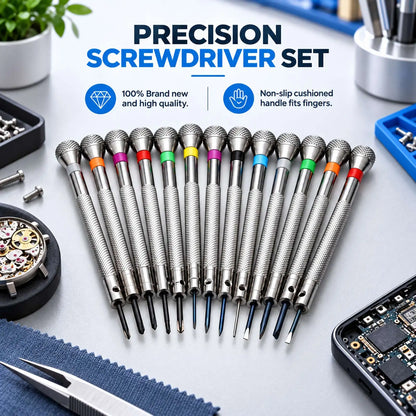 13PCS 0.6-2.0mm Watch Screwdriver Metal Set Slotted Cross Screwdrivers Kit for Watchmakers Watch Repair Tools
