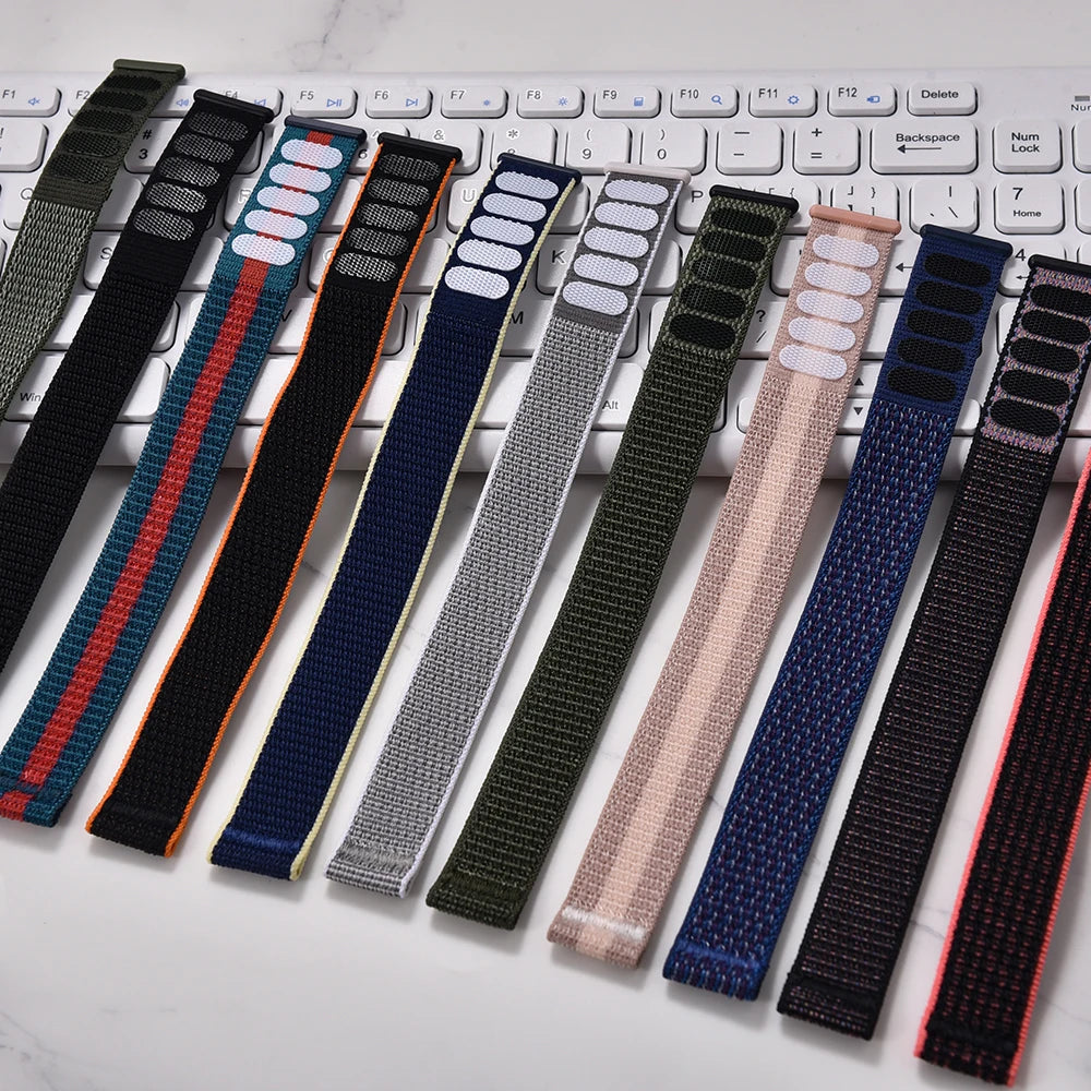 2026 Colorful Elastic Hook Loop Nylon Watch Strap Lightweight Adjustable Breathable Replacement Band 20mm/22mm