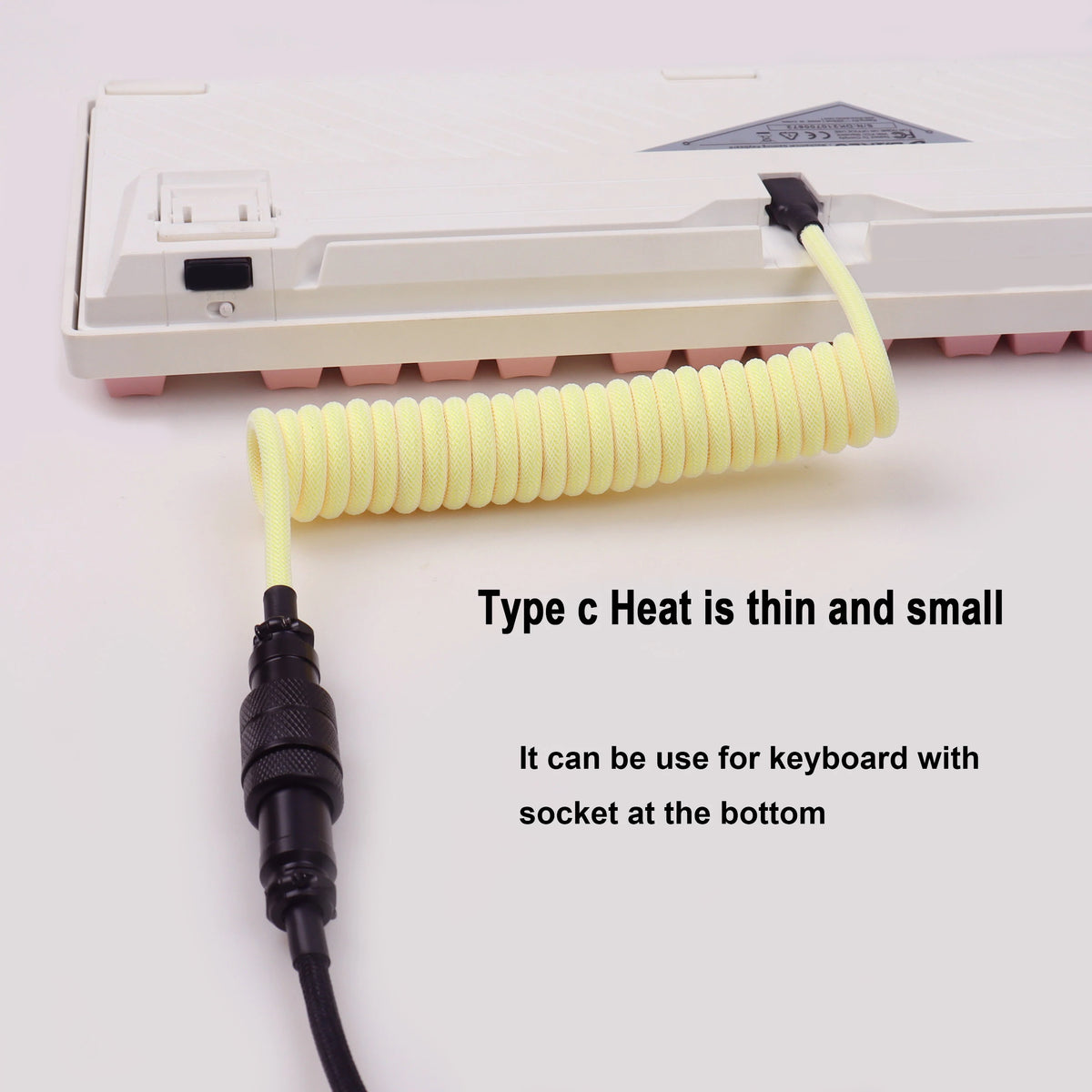 LANO USB A to Type C for Mechanical Gaming Keyboard Double Sleeved Wire with GX16 Detachable Aviator Coiled Power Cable
