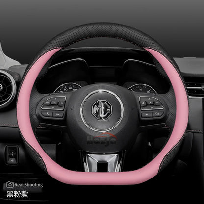 Leather Car Steering Wheel Cover for MG 3 5 One ZX RX5 ZS EHS HS PHEV Luxury Hybrid 2025 2026 Accessories