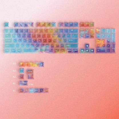 Rainbow Shine Through PC Keycap Set 119 Keys Cherry Profile for RGB MX Switch Mechanical Keyboard