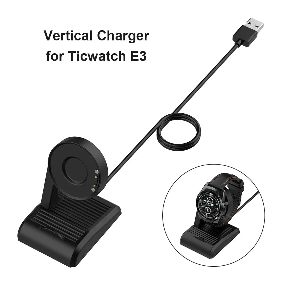 USB Charger Cradle Dock for TicWatch E3/ PRO3 Lite/ proX/pro 5 3 ultra gps Smart Watch Fast Charging Cable Adapter  Accessories