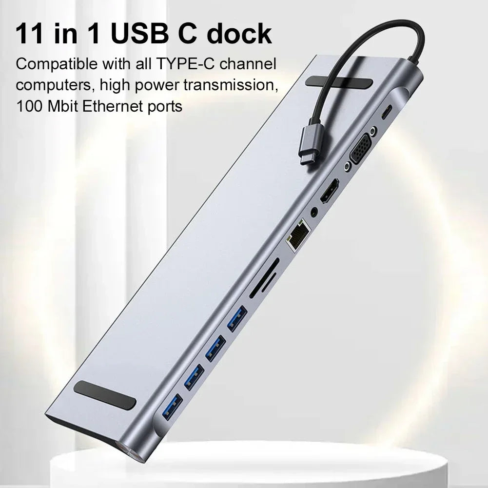 11/12-in-1 Type C Dock USB C Hub 3.0 Splitter Multiport Adapter 4K RJ45 SD/TF VGA HDMI-compatible Laptop MacBook iPad xiaomi