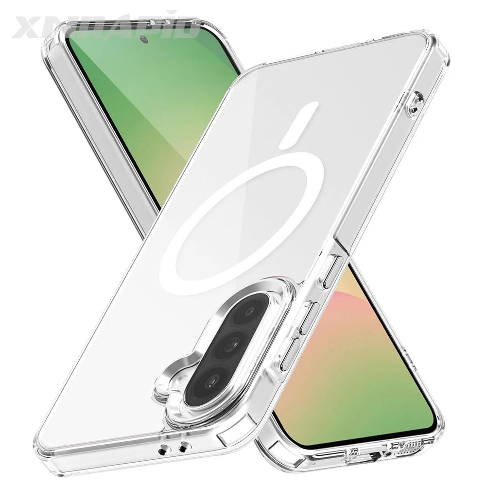 Shockproof TPU+PC Magnetic Case For Samsung Galaxy A56 A36 A26 A16 A15 A35 A55 A54 A57 A37 A17 5G Clear Back Cover Phone Cases