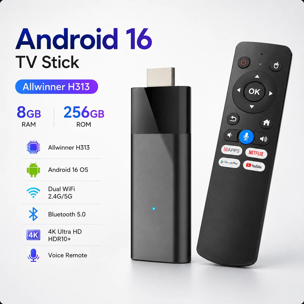 Android 16 TV Stick 4K Allwinner H313 Dual Wifi 2.4G/5.8G Quad Core HDR RAM 4GB ROM 32GB 64GB 128GB Home Theater Media Player