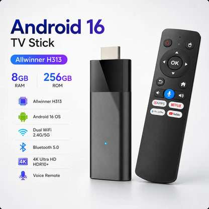 Android 16 TV Stick 4K Allwinner H313 Dual Wifi 2.4G/5.8G Quad Core HDR RAM 4GB ROM 32GB 64GB 128GB Home Theater Media Player