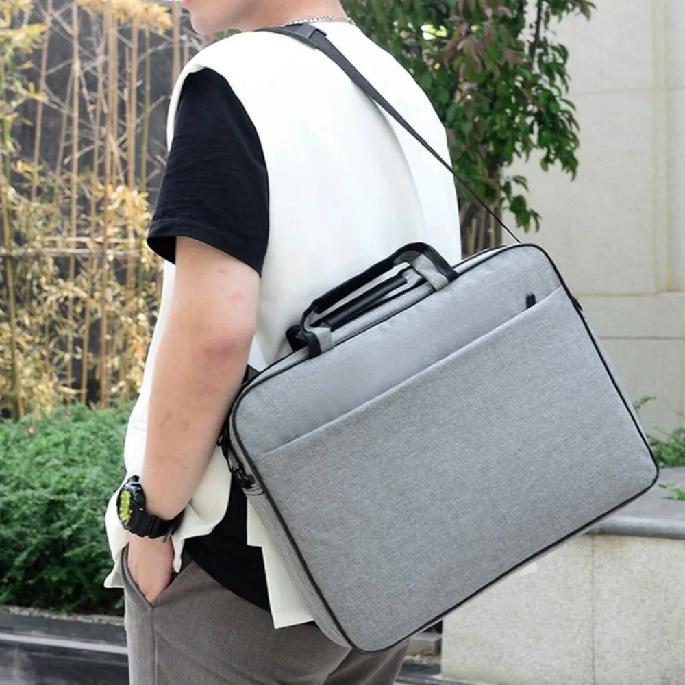 15.6/17 Inch Business Laptop Bag Shoulder Strap with Handle Portable Laptop Bags Briefcase Solid Color Laptop Shoulder Bag
