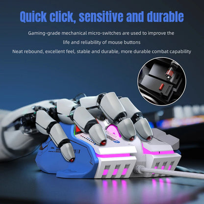 FreeWolf G6 Mechanical Wired Gaming Mouse 12800 DPI RGB Backlit Macro Ergonomic Mecha Design Ergonomic Gaming Office