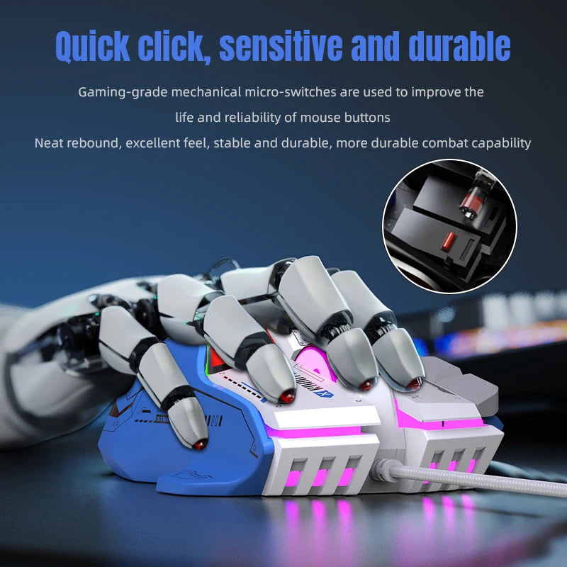 FreeWolf G6 Mechanical Wired Gaming Mouse 12800 DPI RGB Backlit Macro Ergonomic Mecha Design Ergonomic Gaming Office