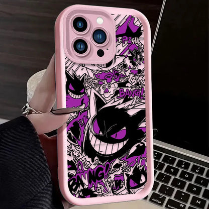 P-Pokemon Gengar Graffiti Phone Case for iPhone 17 Air 16 16E 15 14 13 12 11 Pro Max X XS X S Max XR SE 2020 SE4 7 8 Silicone