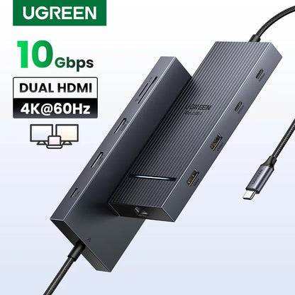 UGREEN USB C HUB 10-in-1 4K60Hz HDMI USB3.2 10Gbps PD100W RJ45 USB Splitter Dock for Laptop MacBook iPad Phone Docking Station