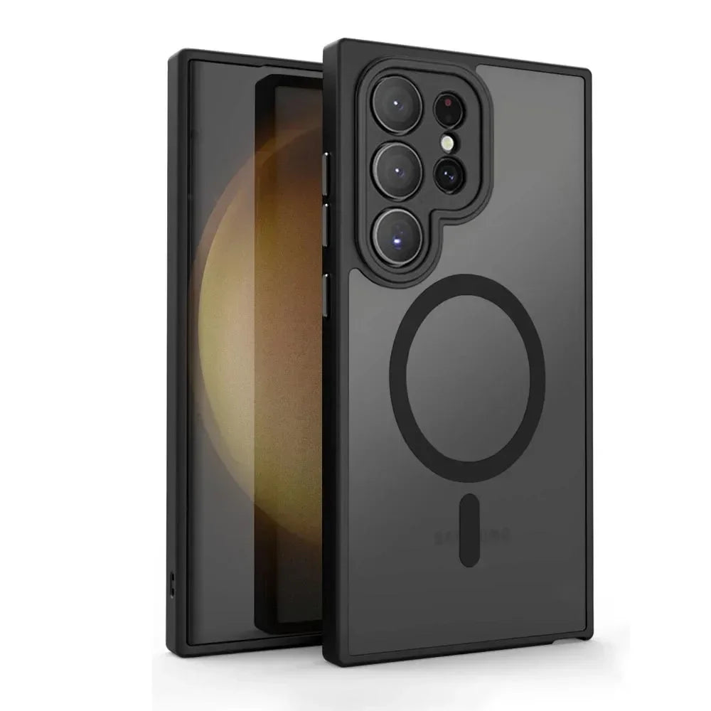 Magnetic Luxury Matte Phone Case For Samsung Galaxy S26 S25 S24 S23 Ultra Plus FE Lens Protect Wireless Charge Shockproof Cover