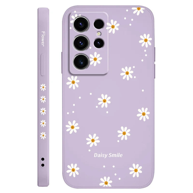 Smiling Daisy Phone Case For Samsung Galaxy S25 S24 S23 S22 S21 S20 S10 S10E Ultra Plus FE Note 20 Ultra Plus Cover