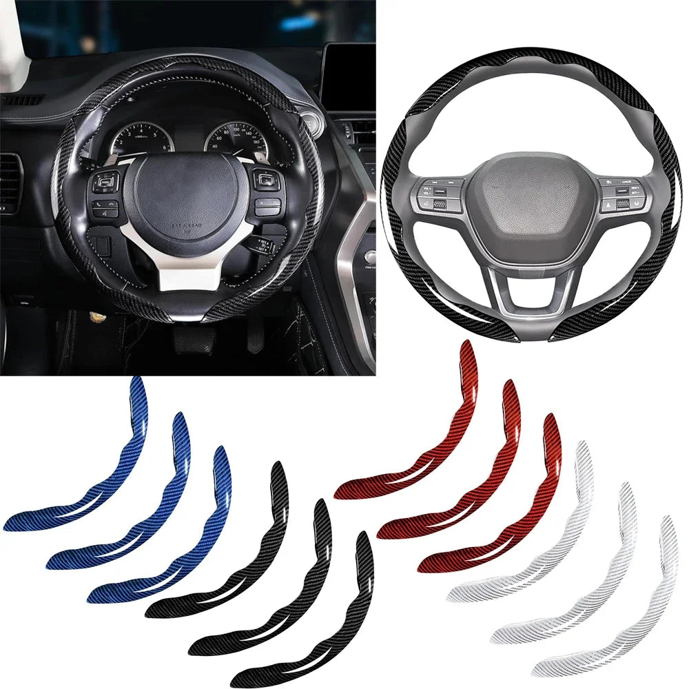 Carbon Fiber Non-slip Protective Cover Segmented Car Steering Wheel Cover Car Styling Accessories 38cm Universal