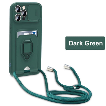 For Samsung Galaxy S25 S24 S23 S22 S21 S20 Ultra FE Plus A73 A53 A21S A32 A54 A52S A34 Case Cover Card Rope Shoulder Strap Shell