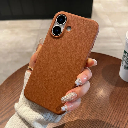 Luxury Soft Cortex Leather Case For iPhone 17 Air 11 12 13 14 15 16 Pro Max Plus Lichee Pattern Silicone Shockproof Cover