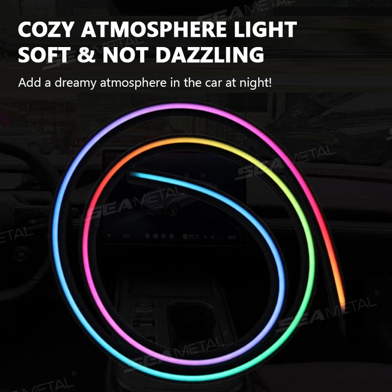 BLALION 140cm Car Ambient Lights LED Interior Wrap-Around Dashboard Sealing strip RGB Symphony Atmosphere Lamp USB APP Control