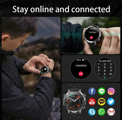Brand+TANK Ultra 1400mAh Big Battery Smart Watch Men GPS Path Sport Flashlight BT Call Waterproof Outdoor Military Smartwatches