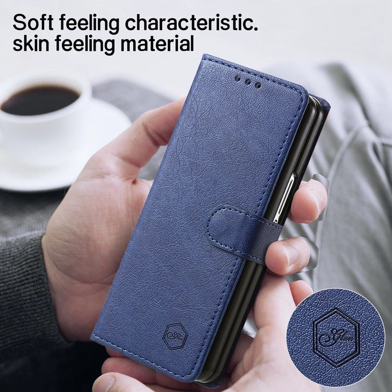 Wallet Phone Case For Samsung Galaxy Z Fold7 Card Holder Stand Shockproof Cloudy  PU Leather Cover For Z Fold 6 5 3 4 Funda