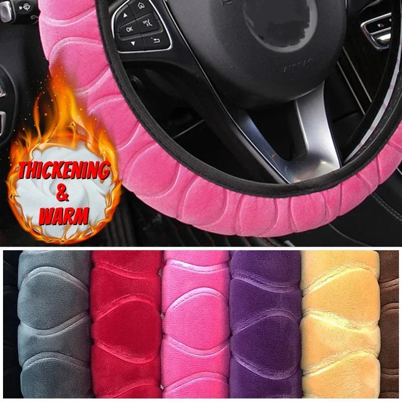 Car Steering Wheel Cover Protector Decoration Warm Super Thick Soft Plush Collar for Women Man Auto Interior Accessories