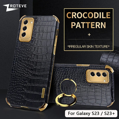 S25 Ultra Case ZROTEVE Crocodile Pattern Leather Cover For Samsung Galaxy S25 Edge S24 S23 FE S22 S21 Plus S24+ S25+ Phone Cases