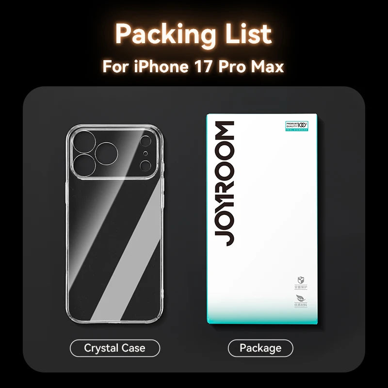 Joyroom Case For iPhone 17 16 Pro Max Case Crystal Transparent PC Anti-Yellow Lens Protection Cover For iPhone 17 Pro Max Case