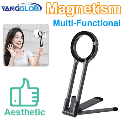 MA30 Carabiner-Mounted Phone Tripod for iPhone 15 14 13 12 Pro/Pro Max Dual-sided Magnet Tripod Desk Mount Phone Handle