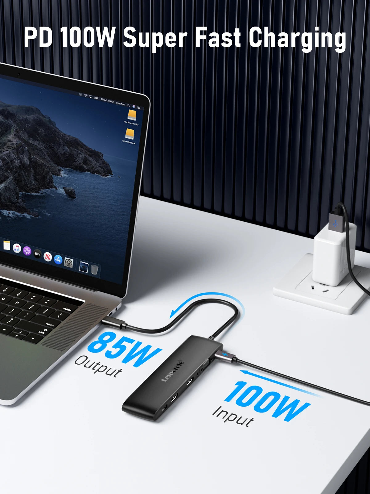 Lemorele TC97 USB Hub USB 3.1 Docking Station USBC to Dual HDMI 4K 10Gpbs Type-C 100W Adapter VGA Type-C 3.1 for MacBook Windows