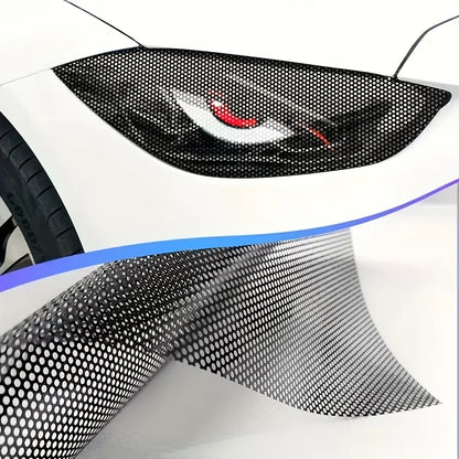 2 pack car headlight sticker grid eye decal, durable lampshade decorative sticker, suitable for car headlights and tail lights,