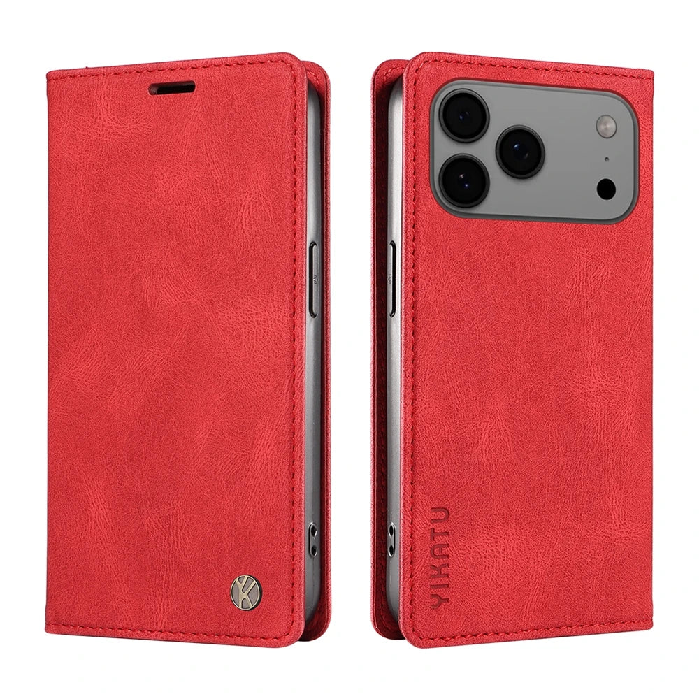 Magnetic Leather Wallet Flip Cover For Apple Iphone 17 16 16E 15 14 13 12 11 XS XR Air Plus Pro Max ProMax Mini | Premium Case