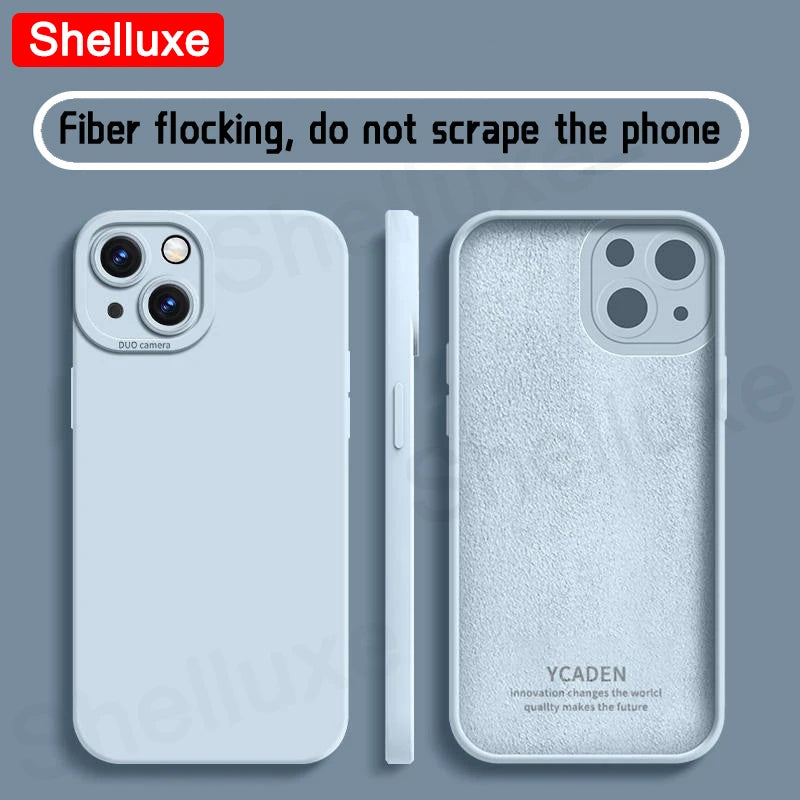 Silky Feel Liquid Silicone Soft Case Shelluxe For iPhone 17 17e 16 16e 15 14 13 Pro Max iPhone17 Air iPhone16 Plus Phone Cases