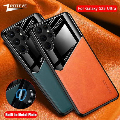S23 Case Zroteve PU Leather Car Magnetic Hard PC Cover For Samsung Galaxy S24 Ultra S25 Edge S22 S21 FE S20 Plus Phone Cases