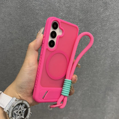 Business Matte Translucent Invisible Bracket Magnetic Case for Samsung Galaxy S26 S25 S24 S23 Ultra Plus FE Wrist Strap Cover