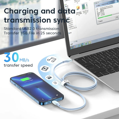 KUULAA USB C Cable PD30W MFi Certified For iPhone 14 13 12 11  AirPods iPad Fast Charging USB C to Lightning Cable Silicone USB