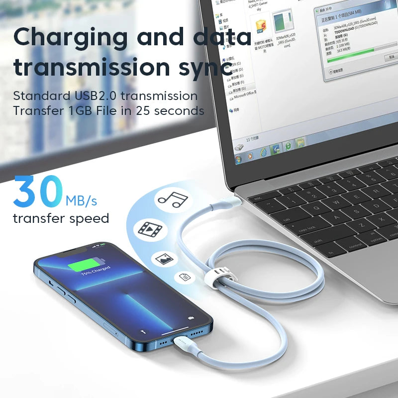 KUULAA USB C Cable PD30W MFi Certified For iPhone 14 13 12 11  AirPods iPad Fast Charging USB C to Lightning Cable Silicone USB